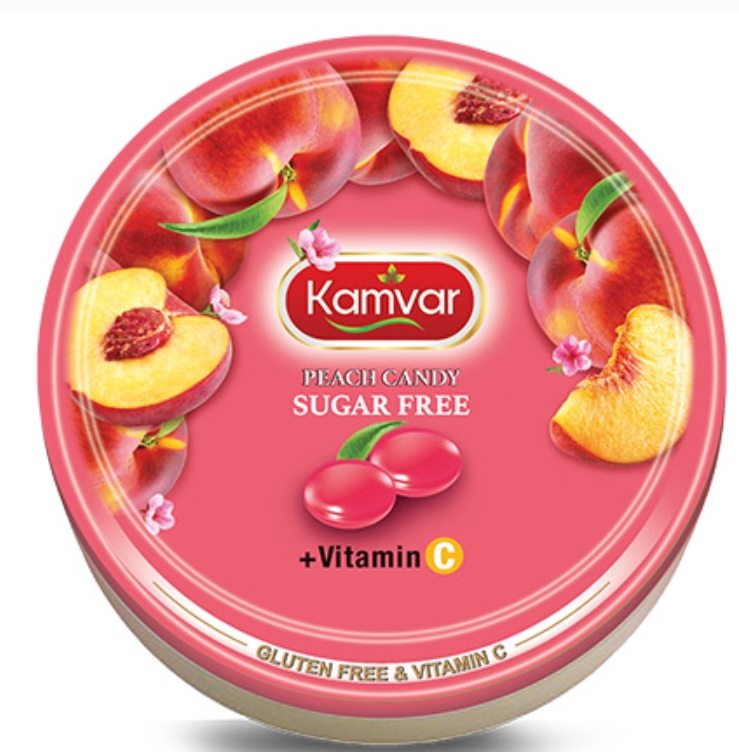 آبنبات رویال هلو بدون قند و رژیمی کامور