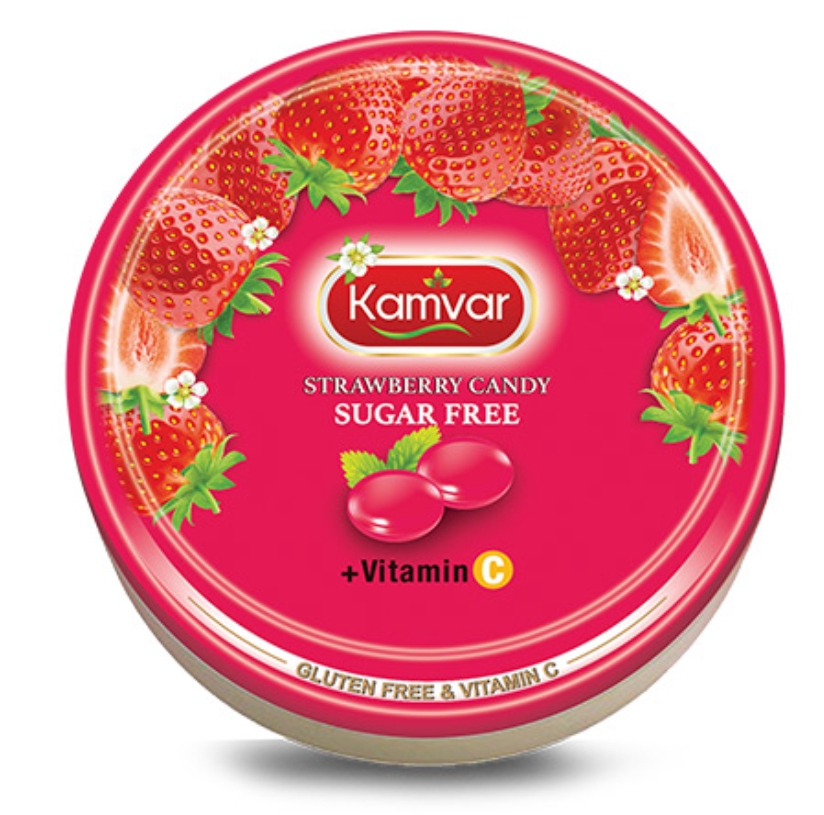 آبنبات رویال توت فرنگی بدون قند و رژیمی کامور