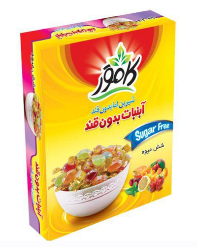 آبنبات شش میوه (آجیلی) بدون قند و رژیمی کامور