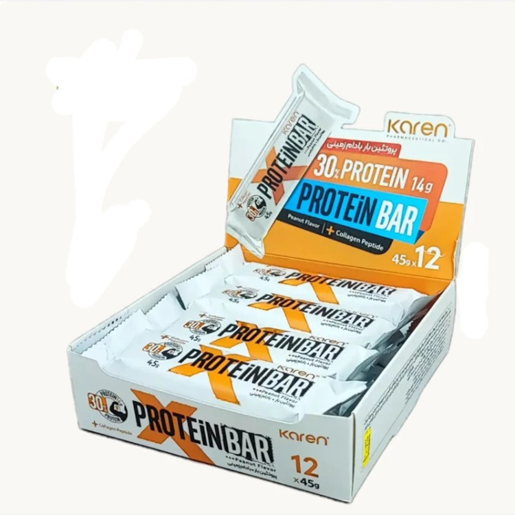 بسته12عددی پروتئین بار کارن طعم بادام زمینی